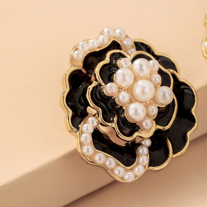 retro pearl camellia earrings wholesalepicture7