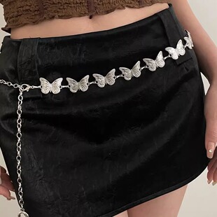 Butterfly Waist Chain Accessories Niche Design Sense Belt Metal Belt Chain Korean Jk Uniform Accessories Ins All-Match Trendy