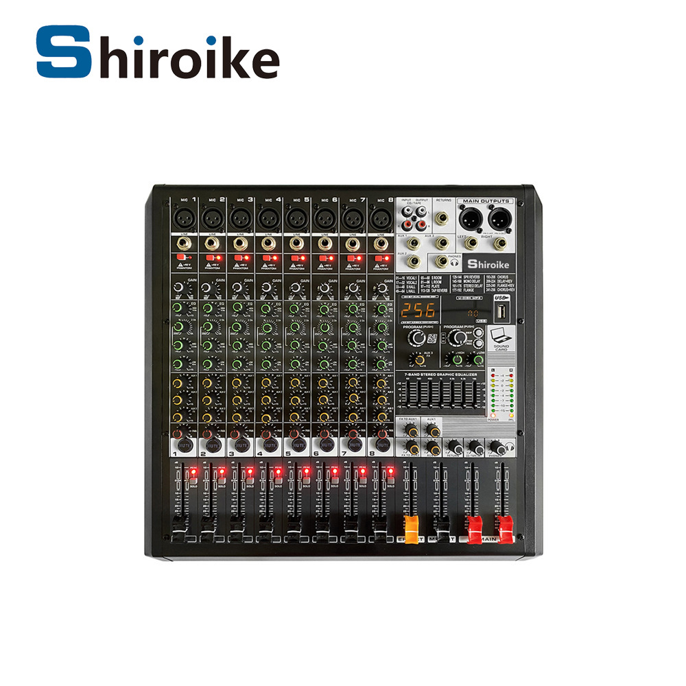 GAX-MD8 8 채널 블루투스 USB 오디오 장비 무대 성능 8 채널 DSP 효과 믹서 리버브