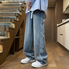 青少年牛仔裤13岁男孩初中高中学生14宽松直筒长裤15大童休闲裤子