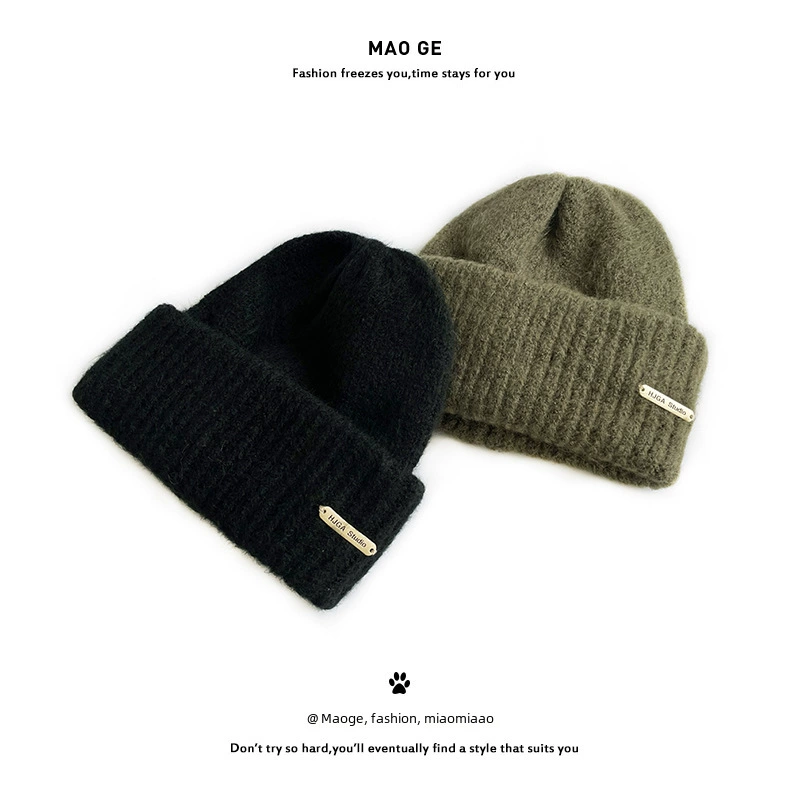 Демисезонная милая knitted шапка с капюшоном, цветная шерстяная шапка для мужчин и женщин