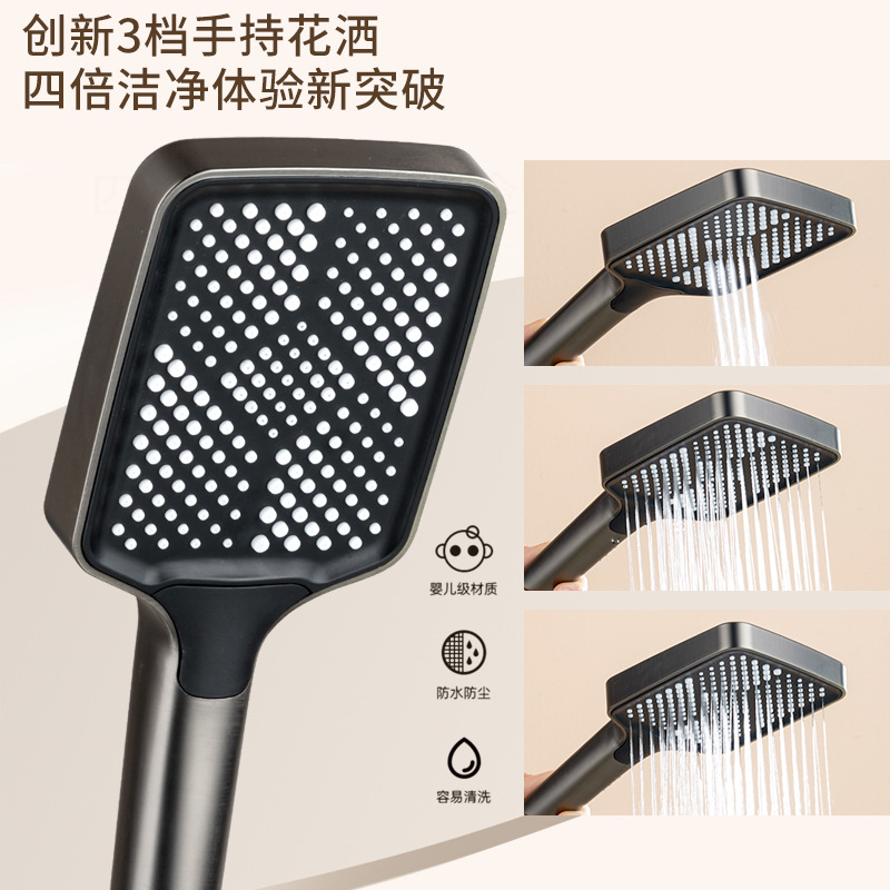 Juego de ducha de cobre cepillado con temperatura constante, cabezal de ducha de baño con pantalla digital inteligente presurizada estilo piano con pantalla digital y temperatura constante.
