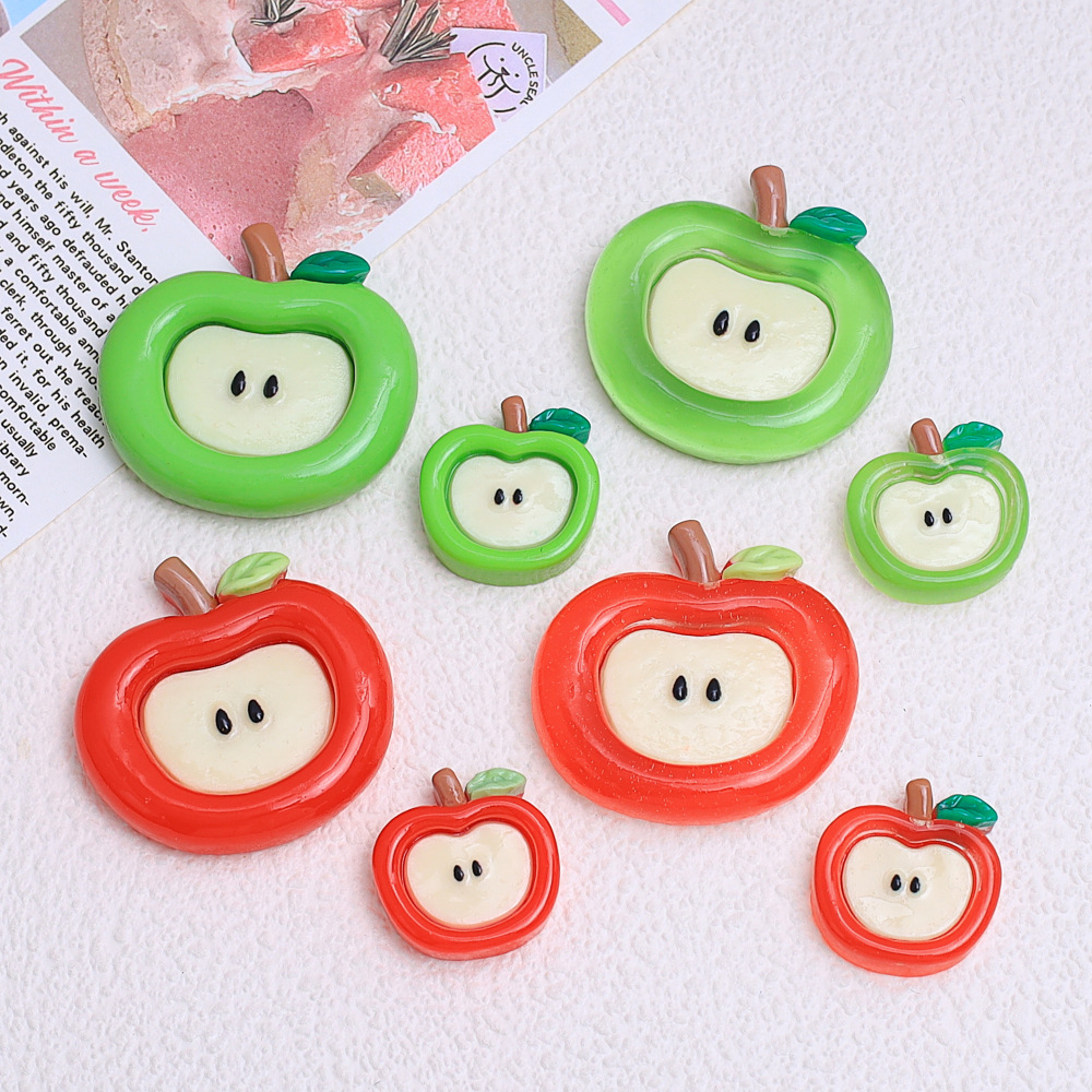 Cartoon Apple Food Toy Cute Handmade DIY Jewelry Accessories Cream Glue Resin Small Accessories Hole Shoe Buckle Material