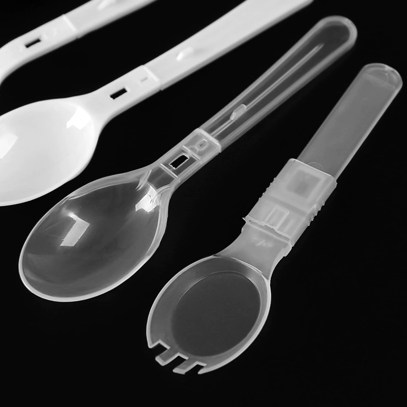 Однораз fork из пластика со складыванием, форк для лапши быстрого приготовления, ложка для десертов, ложка для десертов, ложка для птичьего гнезда, индивидуальная упаковка