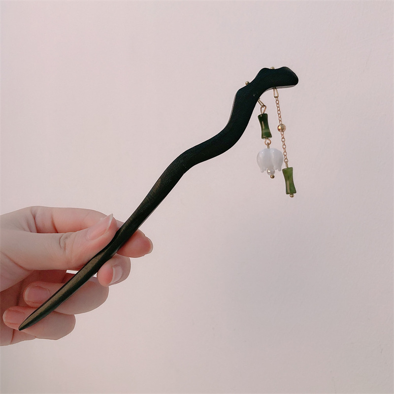 Nuevo estilo chino de madera bordilla pinzas de cabello para mujeres estilo antiguo pinzas de cabello de madera moderna simple pinzas de cabello pinzas de cabello adornamiento de cabello