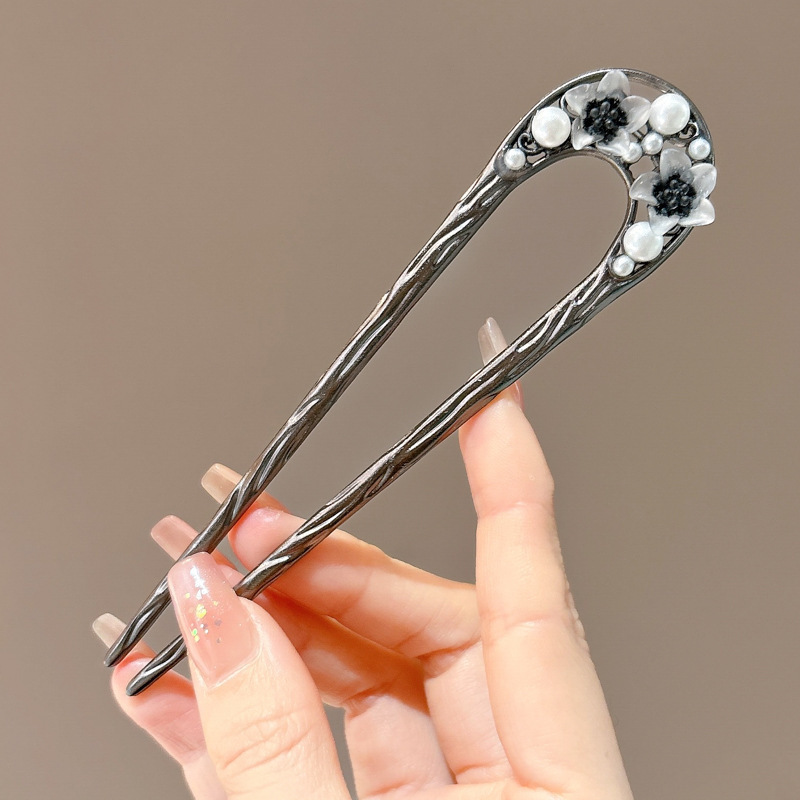 3 # pistola flor negra en forma de U clip alrededor de 12,5 cm