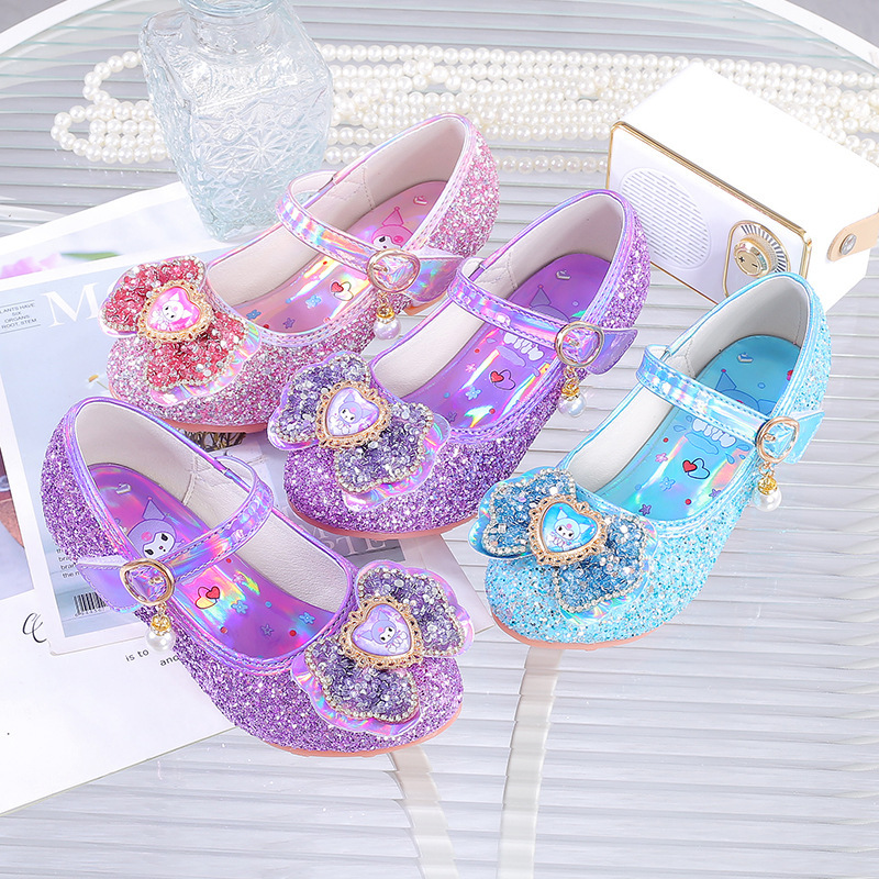 Girls Princess Shoes Children High Heels Summer Leather Shoes Summer Crystal Shoes Dress Rhinestone Shoes for Little Girls Performance Shoes