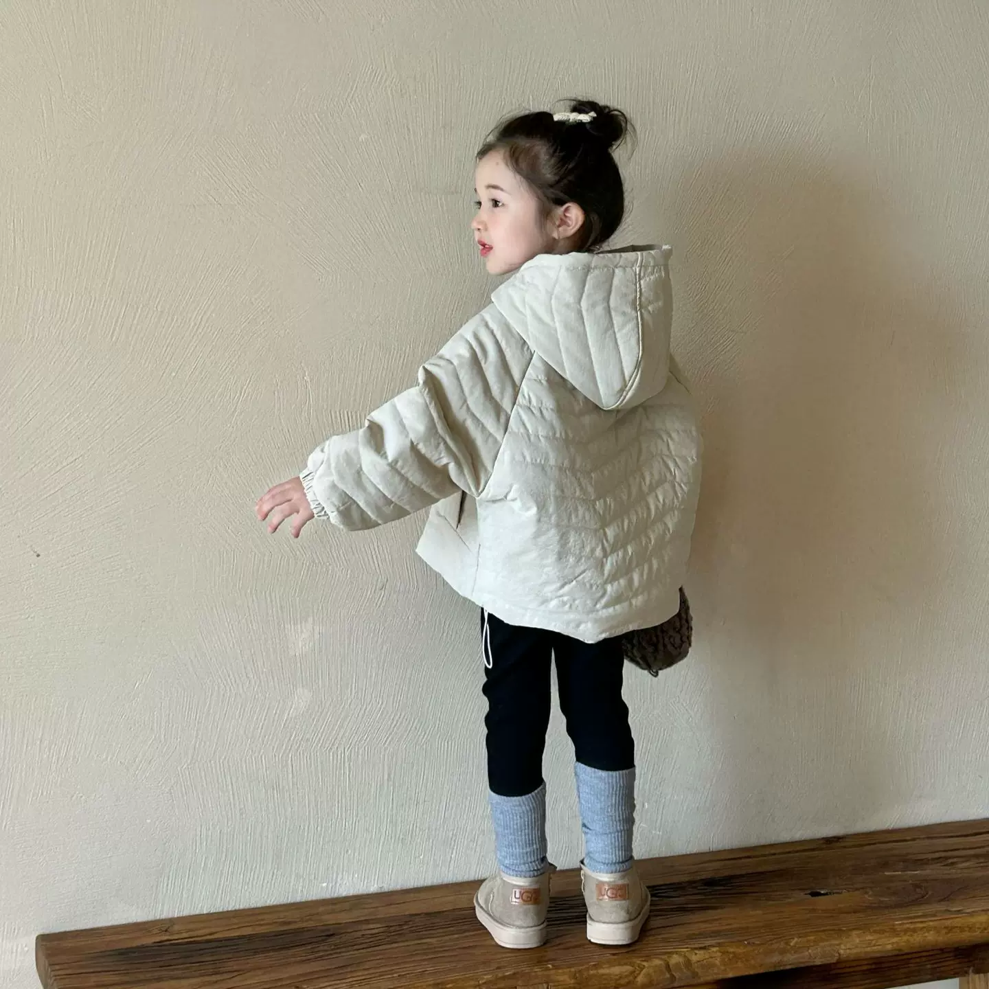 2024冬季新款童装 韩版童装 女童夹棉绗线连帽棉服 休闲棉服 外套