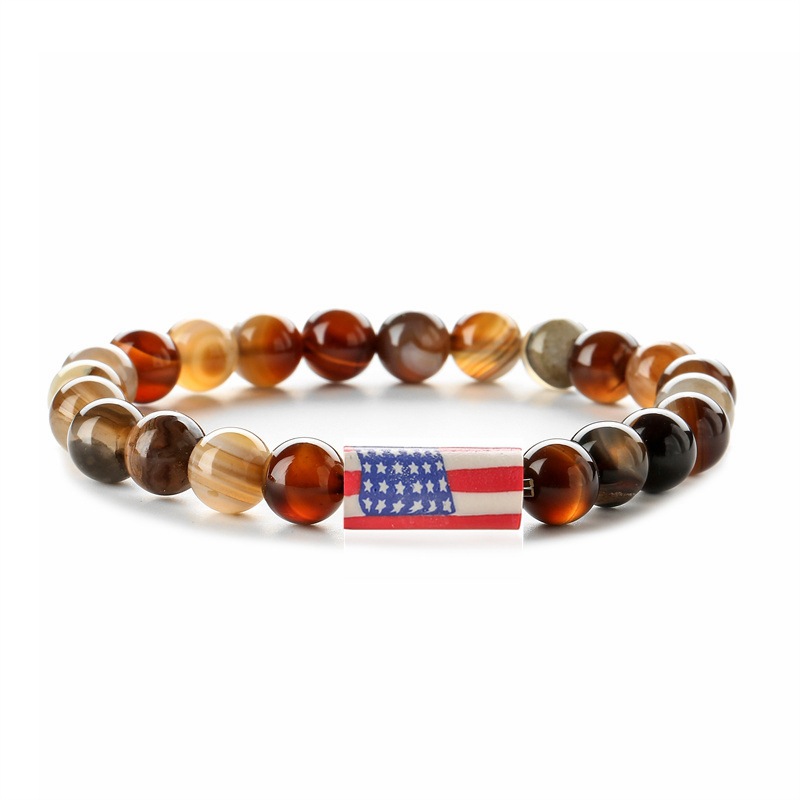Europa y Estados Unidos transfronterizos banderas de ágata de piedra turquesa línea elástica cuentas pulseras pulseras pulseras de regalo para hombres y mujeres