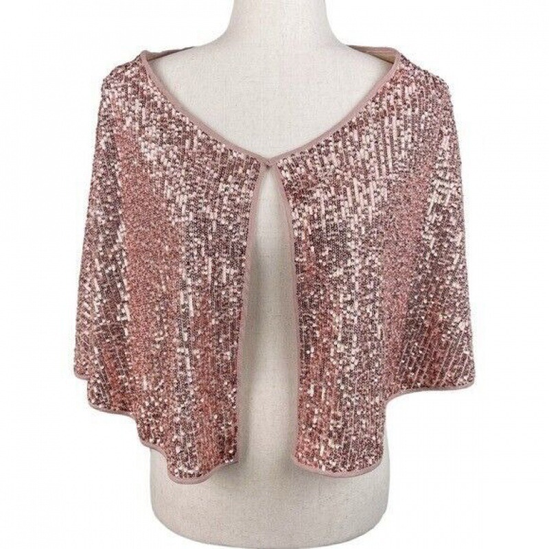 Halloween Hot Sale Sequins Lace Shawl Crewneck One Button Jacket Sun Protection Small Cape Top Short Bead Halloween Hot Sale Sequins Lace Shawl Crewneck One Button Jacket Sun Protection Small Cape Top Short Bead