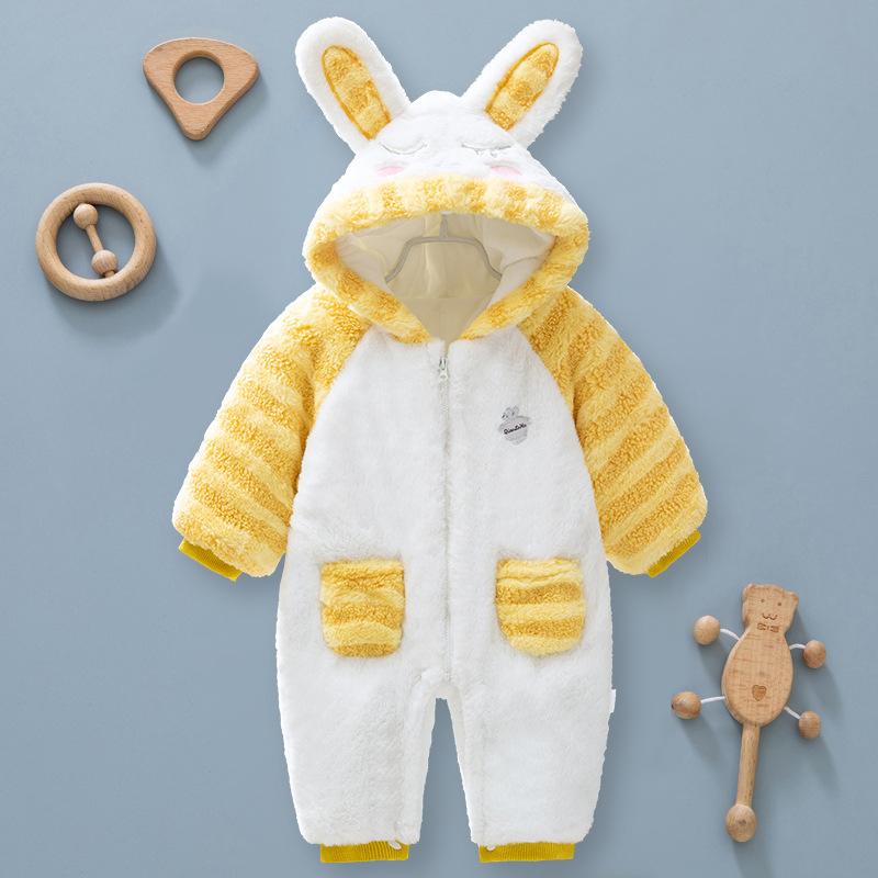 Bebé mono invierno engrosado con capucha acolchado caliente mameluco lindo Super lindo recién nacido fuera mameluco