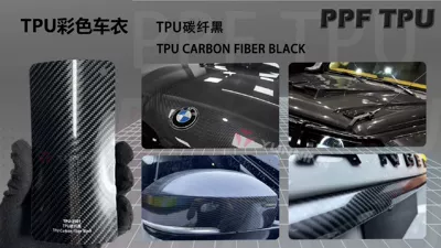 a 5-Year Warranty, Casting-Grade, Automotive Film - 15215m-5-years-warranty-tpu-carbon-fiber-black-water-sticker