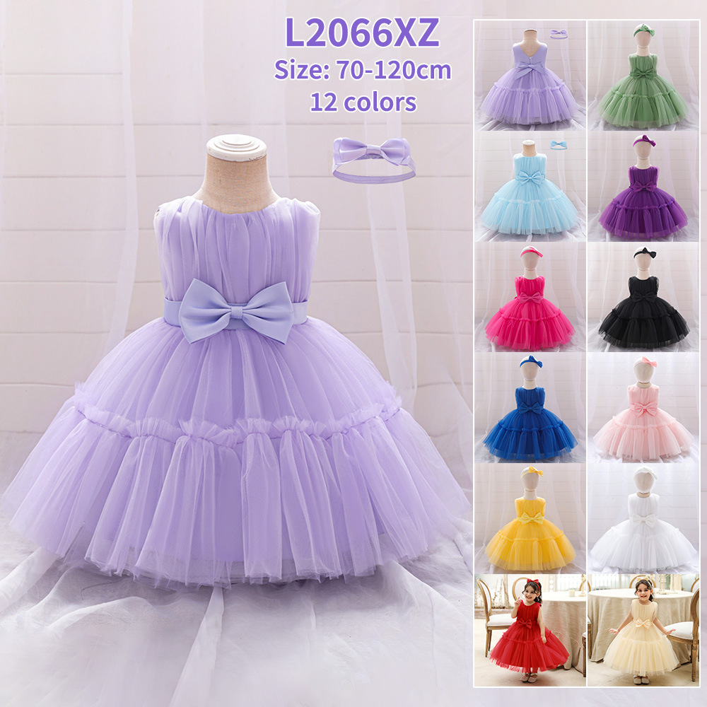 2025 New Baby Girl Sleeveless Tutu Dress Set With Headband - Baptism, 1st Birthday Outfit, Christening Gown For Newborn, Photo Shoot 70-120CM_voghion.com