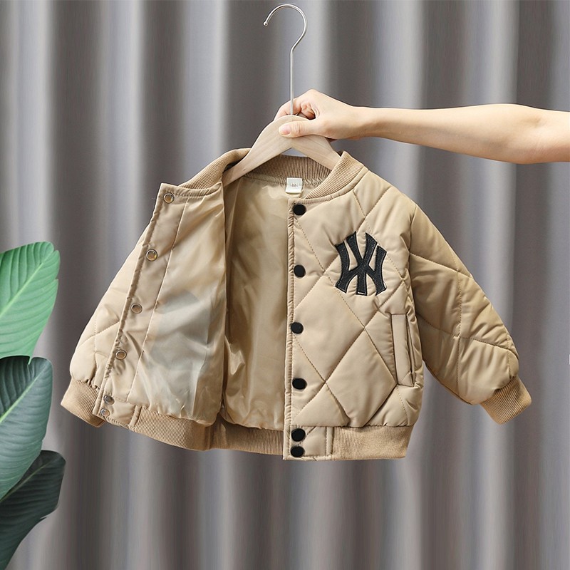 6344 chaqueta de béisbol para niños chaqueta acolchada de algodón 2025 nueva chaqueta de todo fósforo de otoño e invierno chaqueta de algodón de invierno para niños