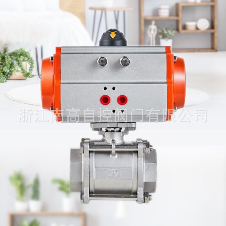 浙江南高阀门销售Q611F-16P、气动三片式球阀、螺纹不锈钢球阀