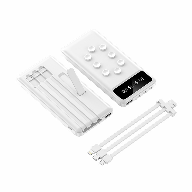 흡착식 보조배터리 10000mAh 거치대 포함 탈착식 3in1 케이블 휴대용 충전기