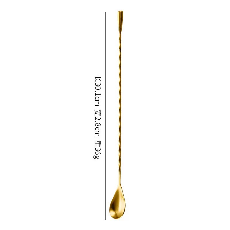 Transfronterizo 304 de acero inoxidable de mango largo varilla de agitación café leche té revolviendo palo cuchara creativa coctelera de oro