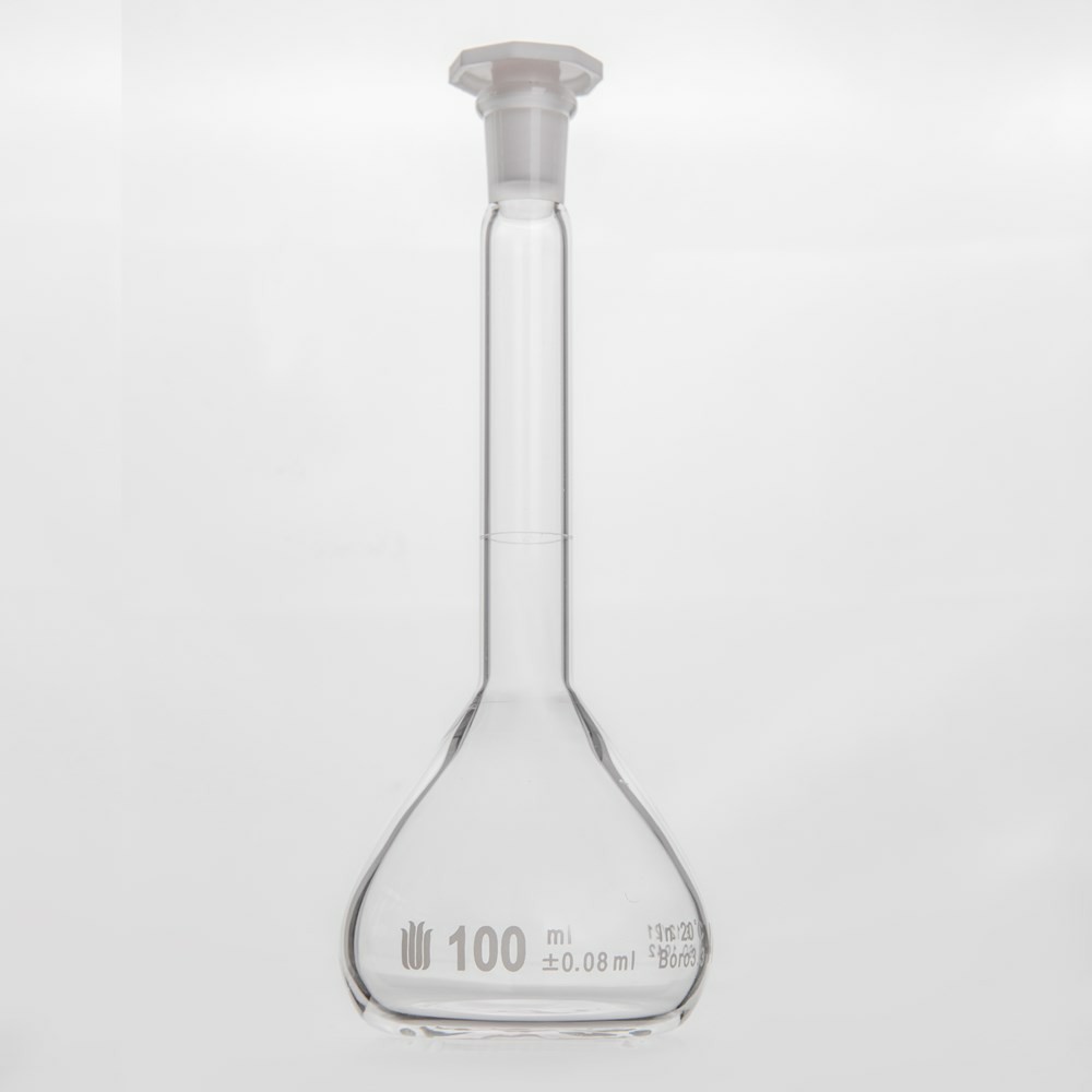 透明玻璃容量瓶,标配塑料塞,不带个体检测证书,2支/盒