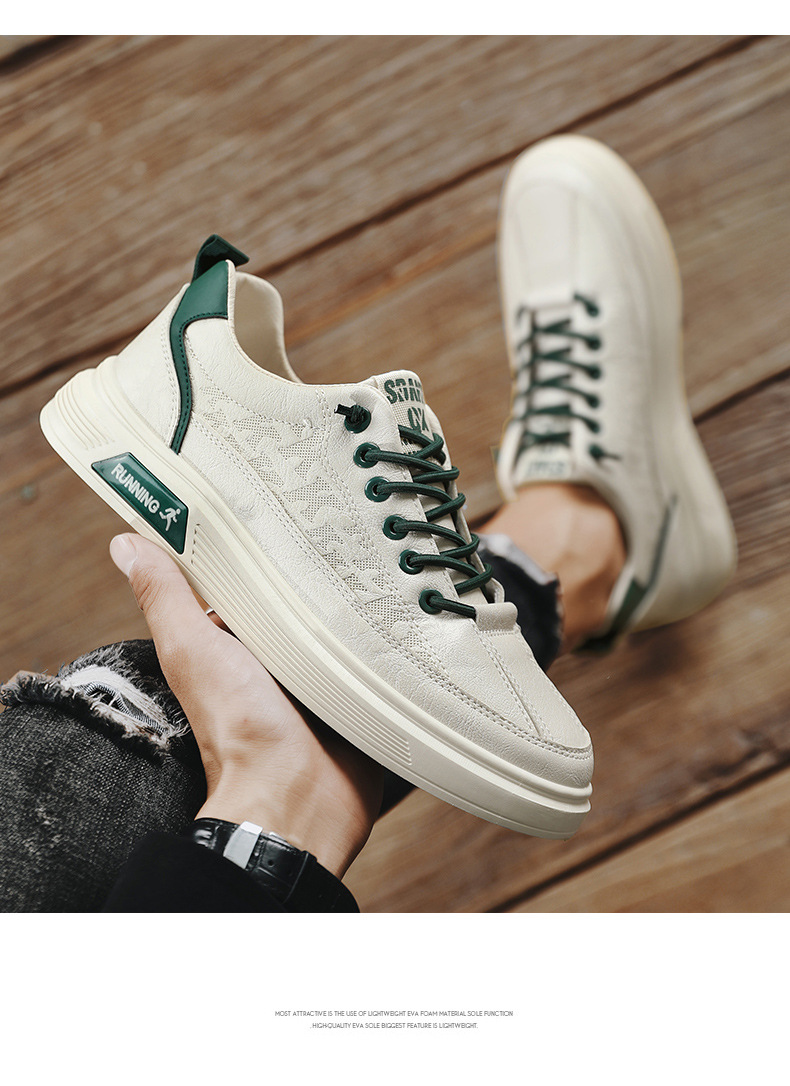 Herren Freizeitschuhe Weiß Flach Koreanischer Stil Sneaker_voghion.com
