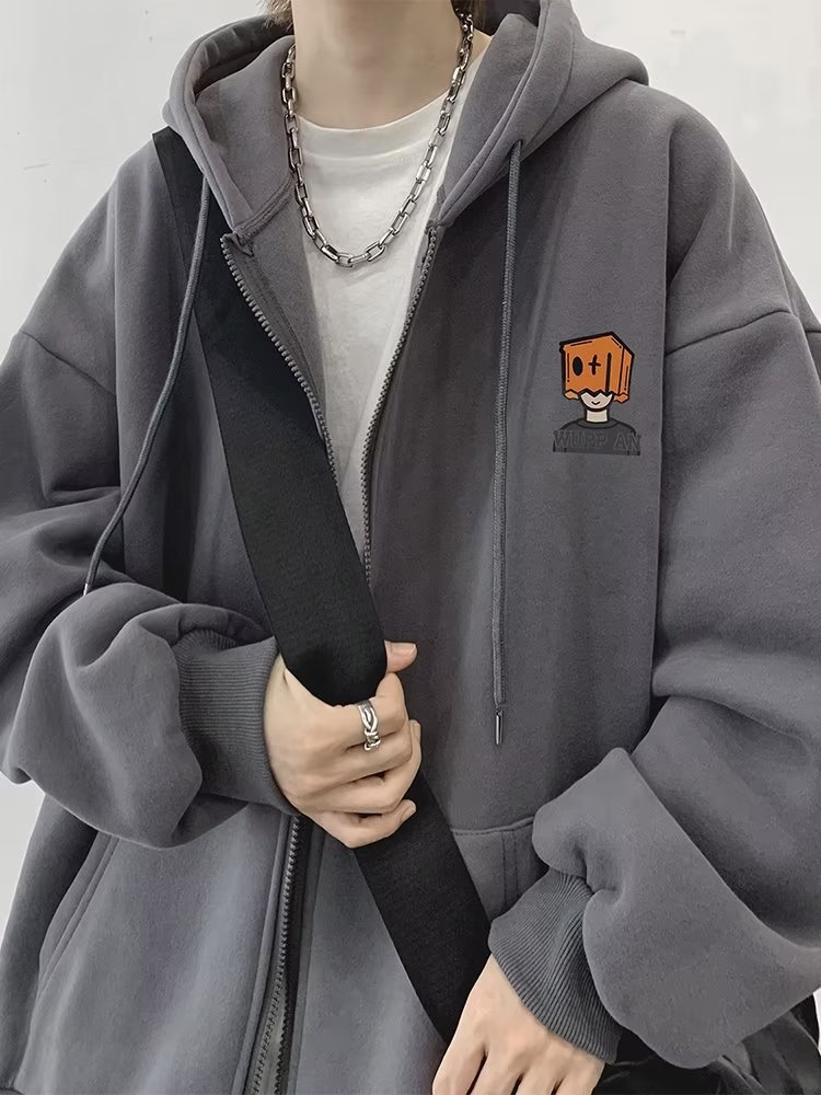 1 Cardigan Felpa Inverno 2023 Nuova Giacca Primaverile Uomo Felpa con Cappuccio in Pile Cappotto Autunnale_voghion.com