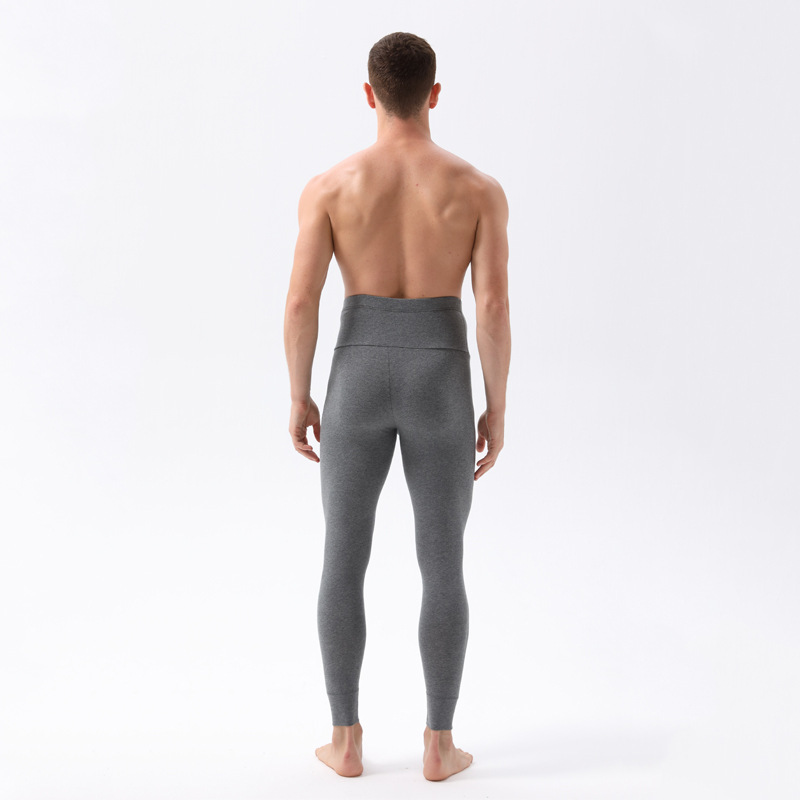 メンズハイウエスト秋用パンツ、純綿、プラスサイズ、二重層ウエスト保護、腹部コントロール、保温パンツ、伸縮性ウエスト、高弾性|undefined