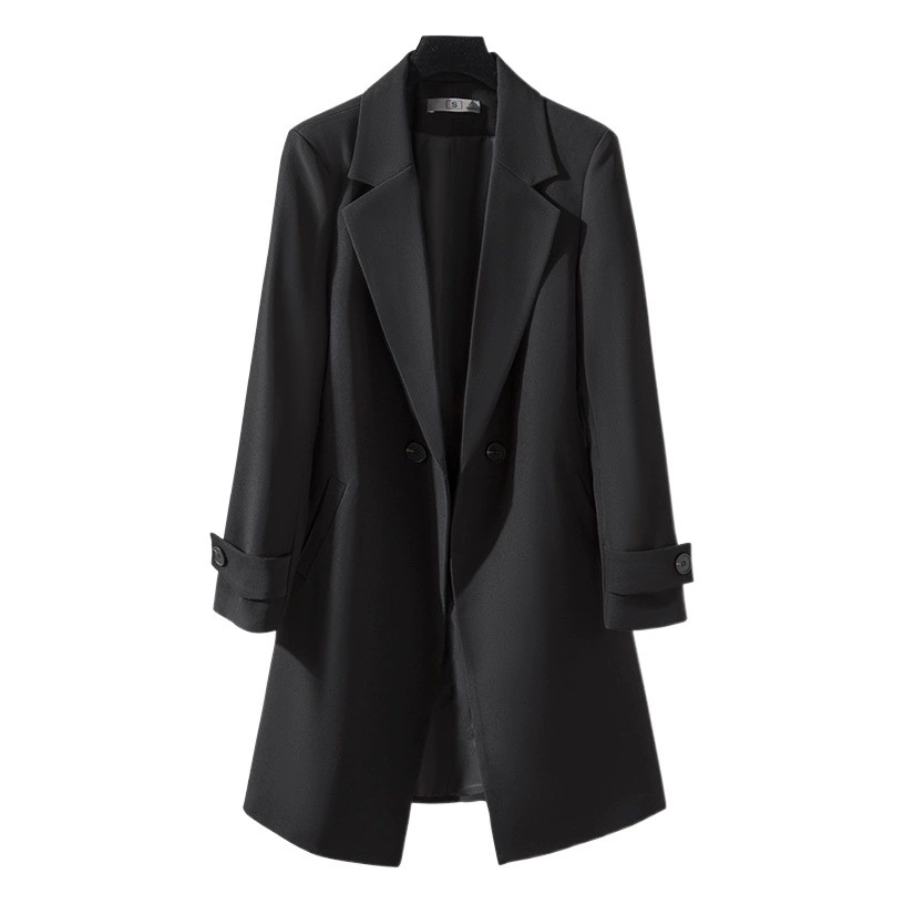 Длинная ветровка, Женская осенне-зимняя новая деловая одежда, костюм с длинным рукавом, маленький костюм, модный элегантный инструмент с белым воротником