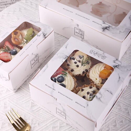 Paper cup cake packaging boxes 2/4/6/12 pieces cup muffin cups transparent window baking packing boxes