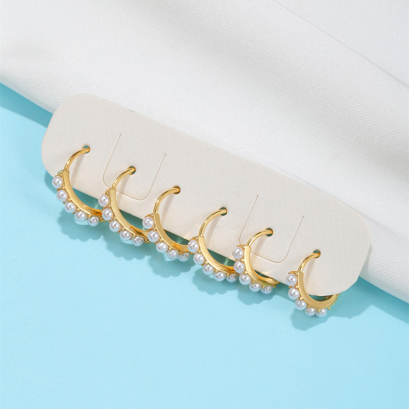 Pearl Inlay Material Fashion Geometric Brass Earrings Pearl Copper Earrings