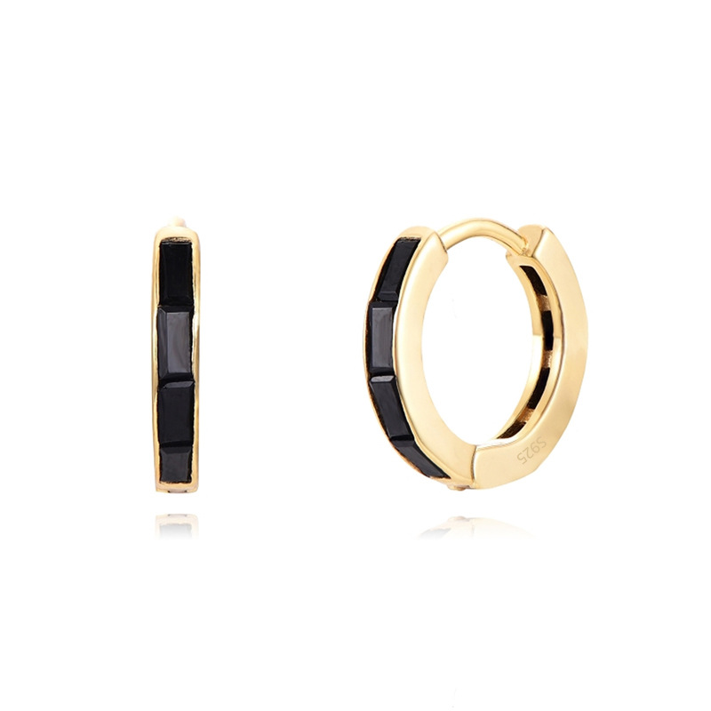 Fashion Geometric Sterling Silver Inlaid Zircon Earrings 1 Pair