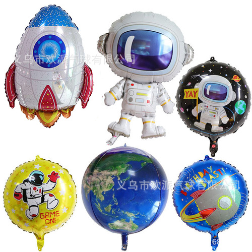New Year's Eve astronaut rocket ship aluminum film floating aluminum foil helium balloon cartoon airplane children's balloon street stall wholesale