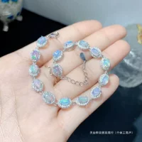 Новый натуральный красочный белый опаловый браслет со сверкающей полноцветной прецизионной инкрустацией из серебра 925 пробы (с сертификатом)