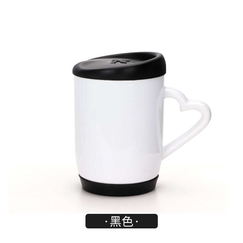 Taza blanca de transferencia de calor Taza con tapa de silicona Diy Taza de impresión personalizada Taza publicitaria Taza de cerámica en blanco