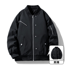 冬季新款棒球服棉服男款加棉加厚宽松加大码百搭派克情侣款飞行服