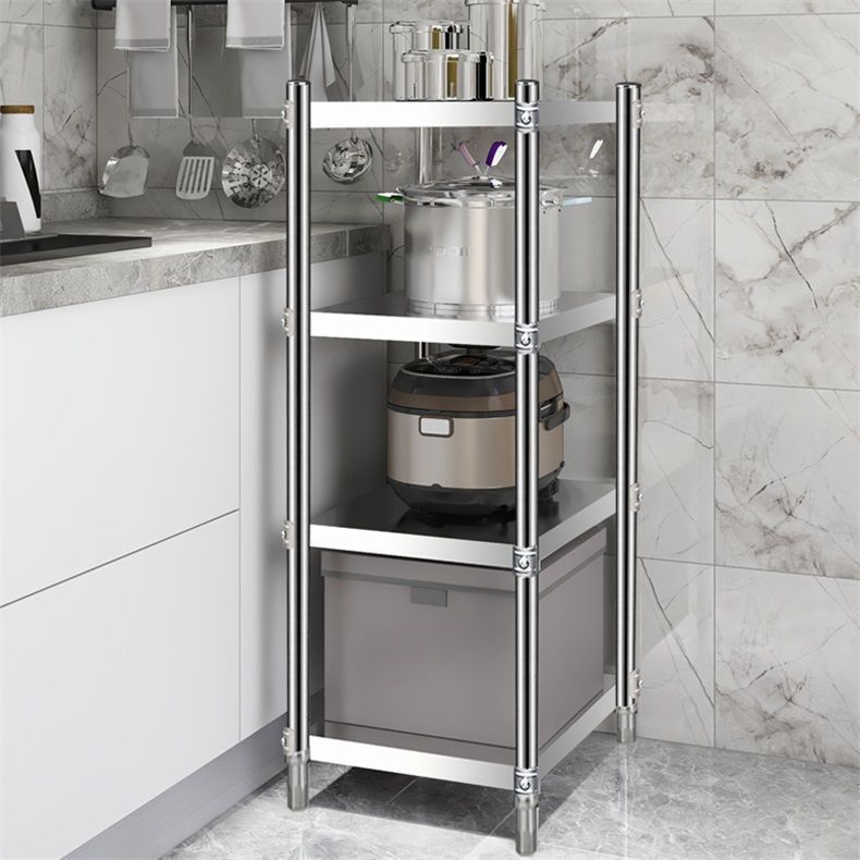 Kitchen Stainless Steel Sandwich Rack Floor-Standing Multi-Layer Square Storage Rack Microwave Storage Rack Pots and Dishes Rack