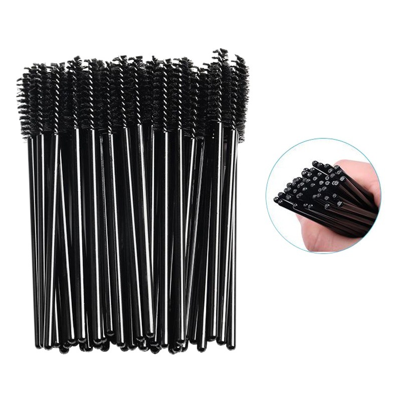 Wholesale 50 Pieces Per Pack Disposable Solid Eyelash Brush Nylon Hair Hollow Rod Eyelash Curler Eyelash Makeup Brush