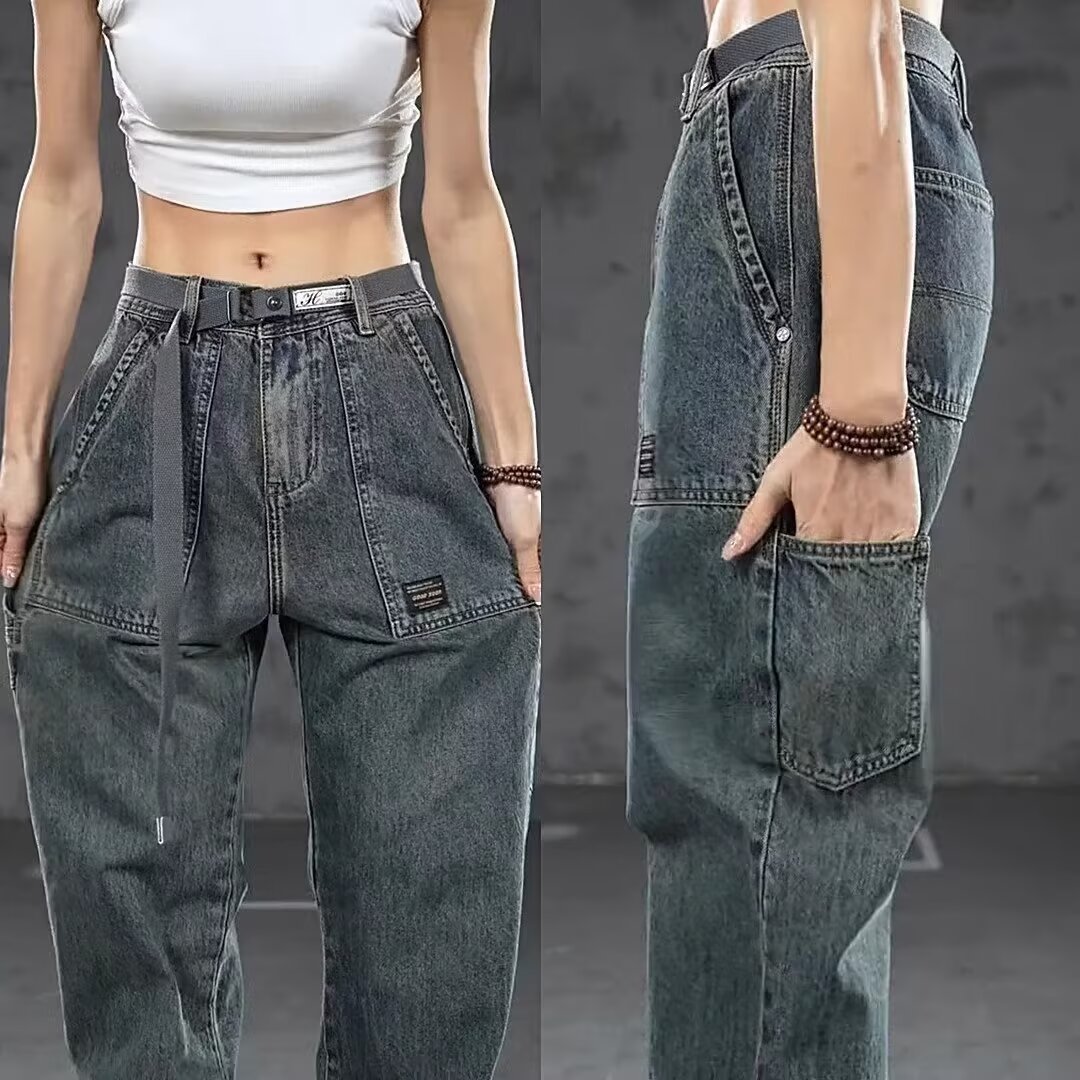 2024 nuevos pantalones vaqueros de moda japoneses de verano para hombres nuevos pantalones rectos de la marca de moda americana pantalones casuales sueltos