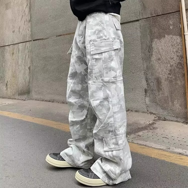 American Retro Camouflage Cargo Pants for Men, Summer High Street Vibe Casual Wide-Leg Long Pants, Trendy Versatile Straight Pants American Retro Camouflage Cargo Pants for Men, Summer High Street Vibe Casual Wide-Leg Long Pants, Trendy Versatile Straight Pants