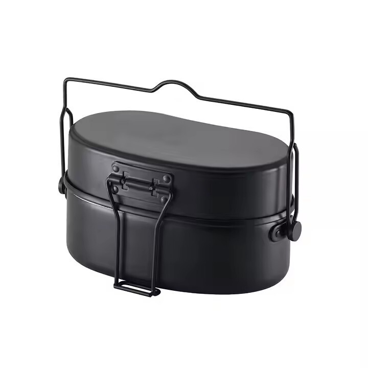 Three-piece Lunch Box Single Soldier Aluminum Lunch Box Outdoor Camping Army Fan Multifunctional Lunch Box Military Training Lunch Box with Handle