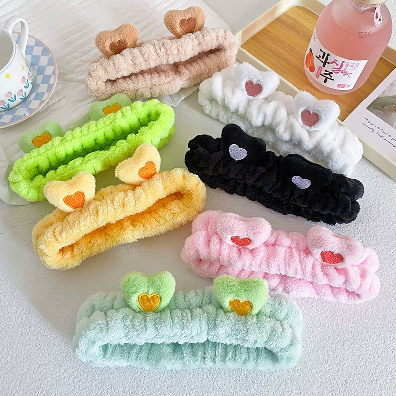 Европейская и американская трансграничная новая плюшевая повязка для мытья лица с мультяшной любовью, женская спортивная повязка на голову, повязка на голову, аксессуары для волос оптом