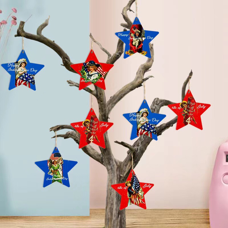 Cross-border Amazon Explosions USA National Day Independence Day Pendant Hangtag Wooden Party Decoration Pendant Set Cross-border Amazon Explosions USA National Day Independence Day Pendant Hangtag Wooden Party Decoration Pendant Set