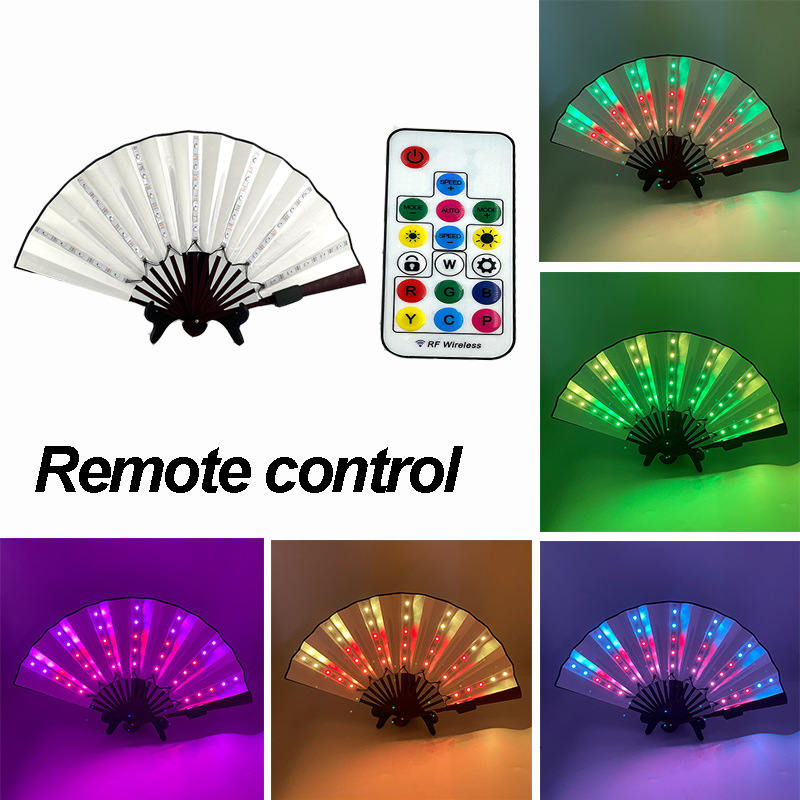8-pulgadas luminoso ventilador luminoso colorido LED luminoso plegable ventilador bar discoteca fiesta escenario atmósfera props