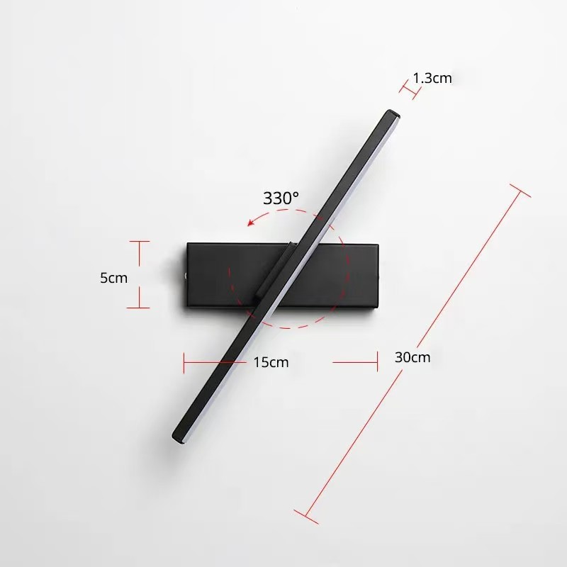 La lámpara de pared de la cabecera de la cama del dormitorio se puede girar en un ángulo ajustable. Iluminación LED para interiores. Lámpara de pared de tira de personalidad minimalista. Dormitorio principal