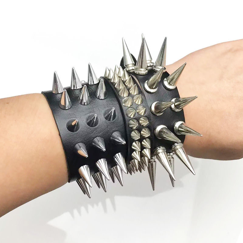 European and American Cross-Border Men's Punk Style Exaggerated Pointed Rivet Bracelet Three-Piece Combination Leather Bracelet Wrist Strap Jewelry European and American Cross-Border Men's Punk Style Exaggerated Pointed Rivet Bracelet Three-Piece Combination Leather Bracelet Wrist Strap Jewelry