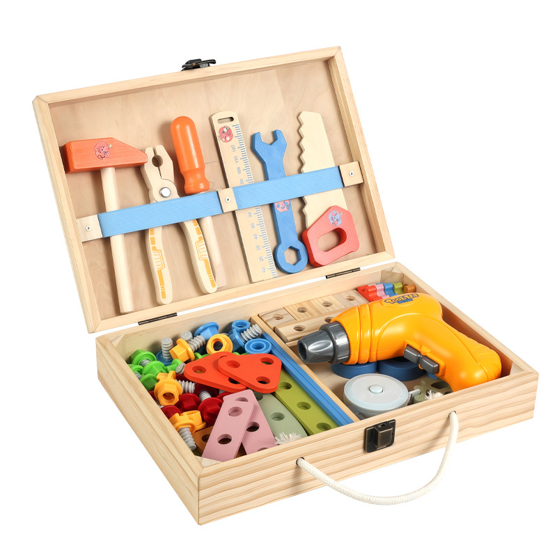 Juguete de destornillador de imitación para niños, juego de herramientas de madera con tuercas y tornillos, regalo para niños.