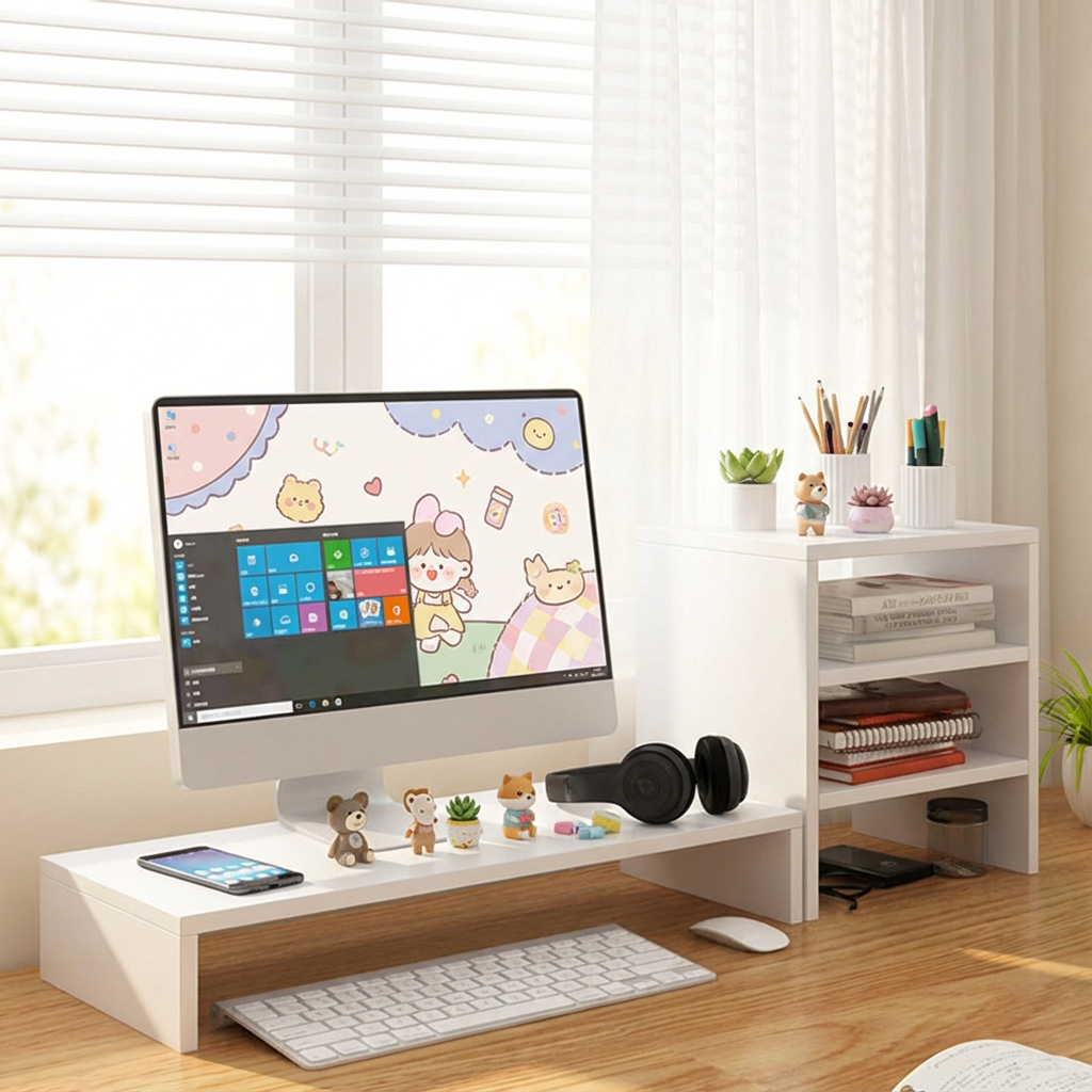 Computer Elevated Monitor Stand Raised Base Desktop Stand Desktop Storage Shelf Desk Storage Rack