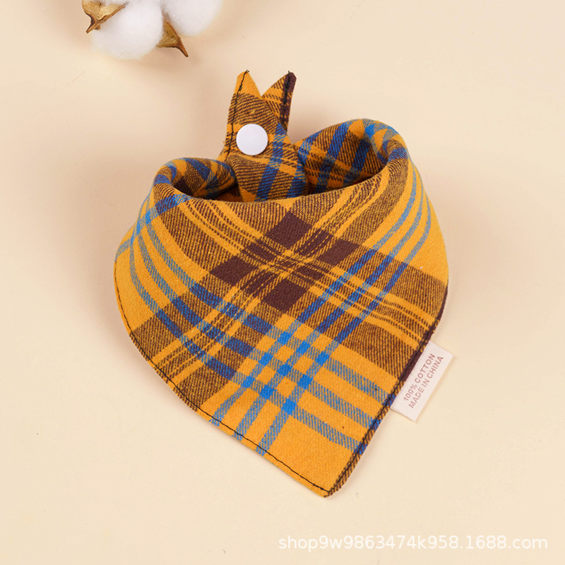 Bebé de algodón bebé babero triángulo BiB Snap de doble capa babero recién nacido niños bufanda a cuadros cuatro estaciones