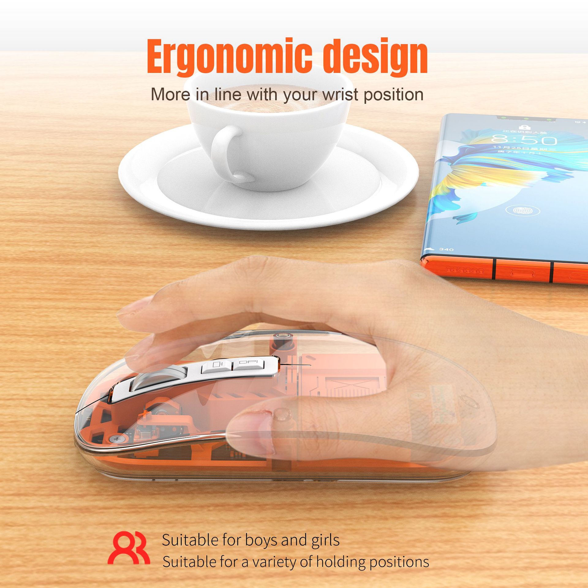 Il terzo esame simulato trasparente 2.4G/Bluetooth 5.1 silenzioso magnetico ricaricabile mouse wireless carica display_voghion.com