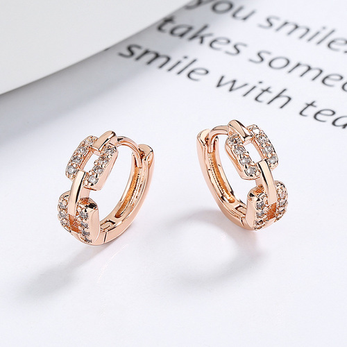 Geometric chain drop earrings for women - summer earrings with diamond setting, trendy, minimalist, versatile ear hoops, sleep-friendly, easy to remove, exquisite, cool and indifferent style