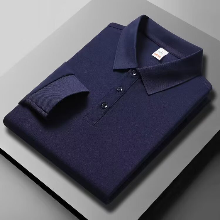 Wholesale long-sleeved T-shirts for men, featuring a stylish polo collar, suitable for business casual wear, in solid colors, simple design, and affordable price Wholesale long-sleeved T-shirts for men, featuring a stylish polo collar, suitable for business casual wear, in solid colors, simple design, and affordable price