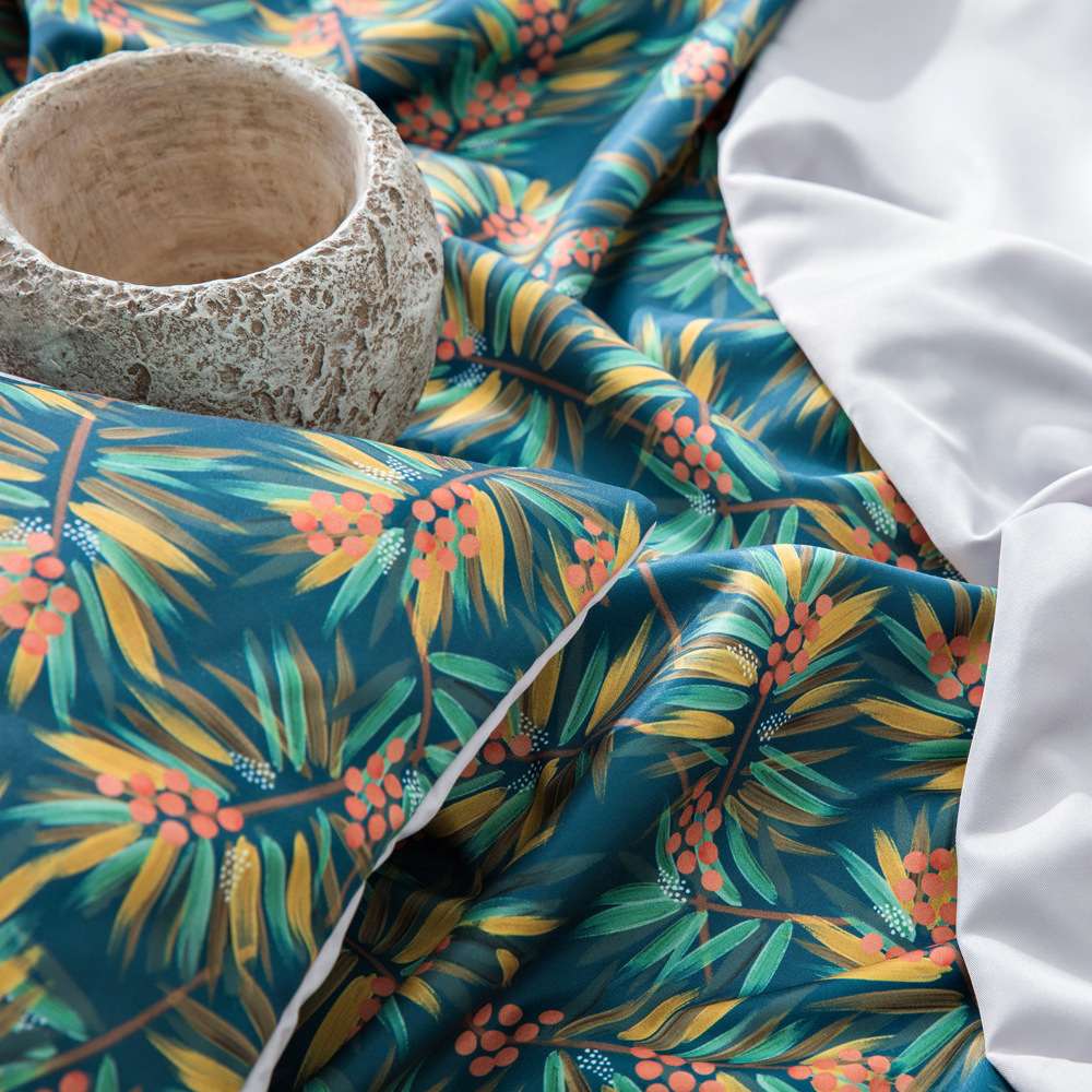 跨境专供亚马逊爆款床上用品2021新花型仿天丝套件枕套被套三件套